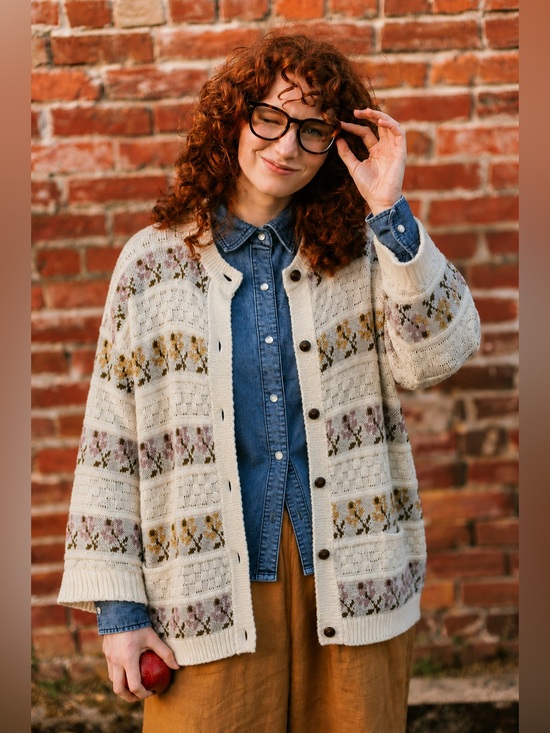 Sweaters - Vintage Cardigan English Knit Cottagecore Floral Grandpa Sweater Made In England